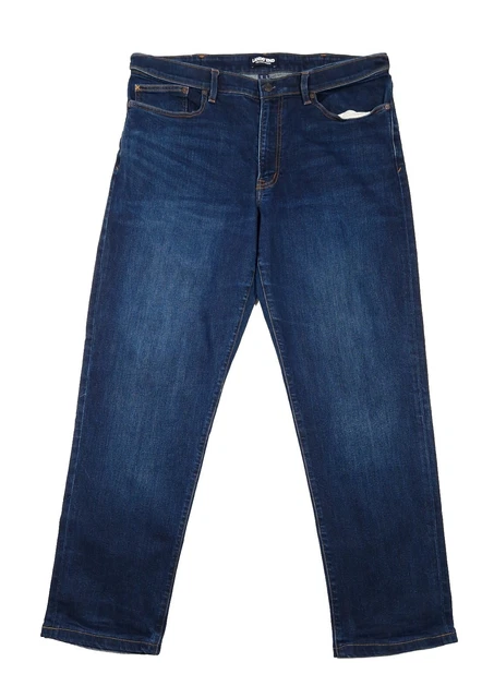Lands End Square Rigger Jeans Mens UK W38 L30 Blue Straight Adjustable