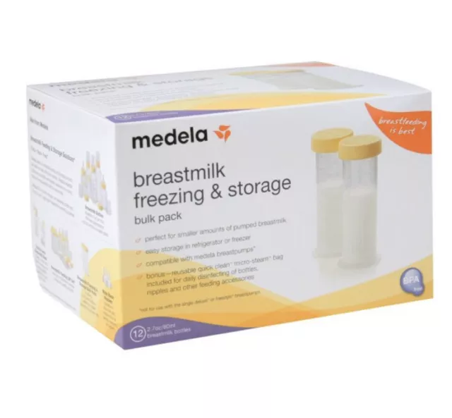 Medela Breast Milk Freezer Pack, 2.7 oz (80ml) Bottles (Pack of 12)