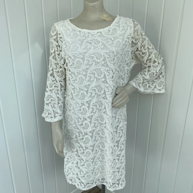 BNWT Wallis Stunning Lace White Dress Wedding Special Event Long Sleeves Sz 16