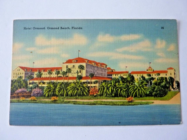 Ormond Beach, FL-Florida, Hotel Ormond, Advertising Vintage Linen Postcard