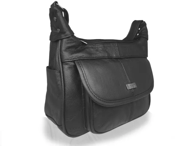 Handtaschen Damen Leder Umhängetasche 1 einzelner Riemen Damen Schulter Handtasche schwarz 3