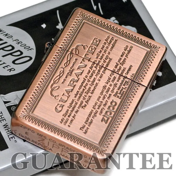 Zippo 1935 Replica Guarantee Card Copper Brass Antique Etching Oil Lighter 2