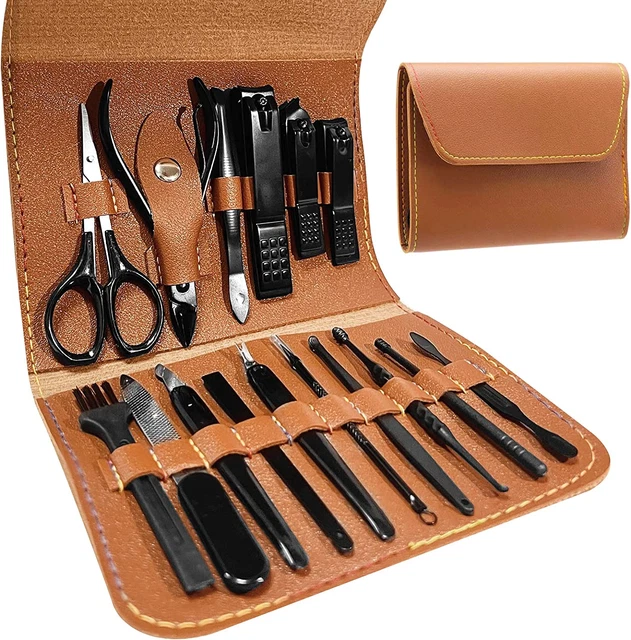 Tagliaunghie Set Professionale,16 Pezzi Strumenti per Manicure E Pedicure,Groomi