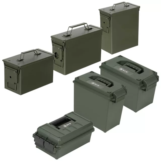 MFH US Ammo Box 30Cal 50Cal Military Storage Ammunition Toolbox Metal Plastic