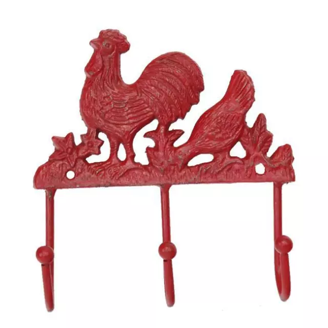 Hook Rooster & Hen In Red  Cast Iron/ SSCI-56460