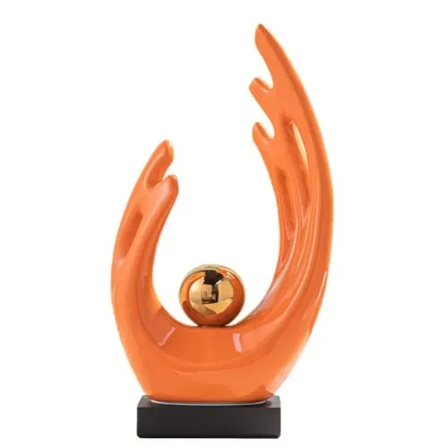 Home Decor Ceramic Statue Orange Modern Abstract Art Table Decoration Dining Roo