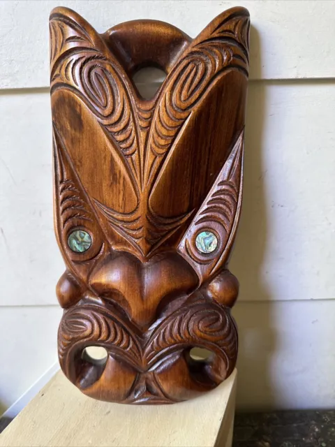 Vintage Whakairo Hand Carved Mask Maori Tiki - Oceanic Tribal Art Carving NZ
