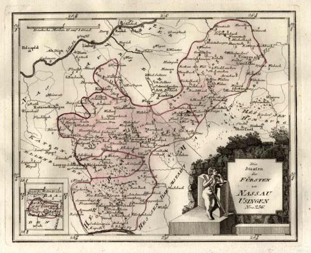 Taunus Original Grabado Mapa de País Reilly 1791
