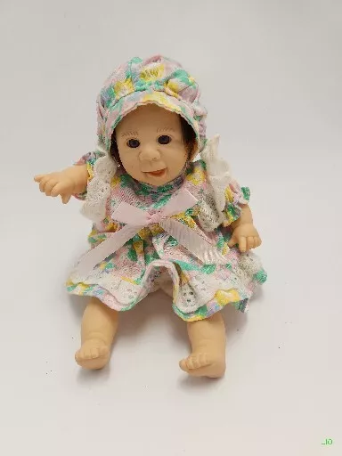 Gi Go Vtg 90s Toy Palm Pals Happy Kids Expression 8" Bean Bag Doll Dressed Girl