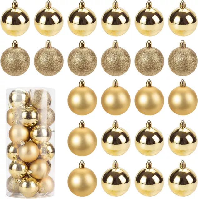 1box 36 Christmas Balls Christmas Tree Ornaments Ball Xmas Hanging Pendants Glod