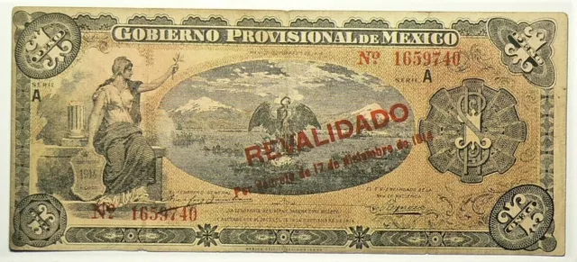 1914 Mexico Gobierno Provisional Peso Revalidado P701b #11323