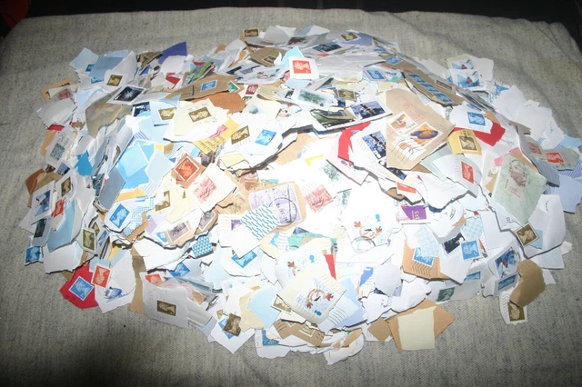 4kg stamps ex charity kiloware from mid 2000s. GB, UK, Europe, world on paper