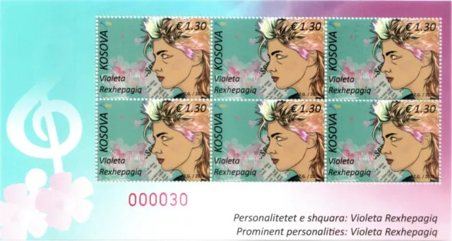 Kosovo Stamps 2023. Violeta Rexhepagiq: Singer, journalist. Sheet MNH