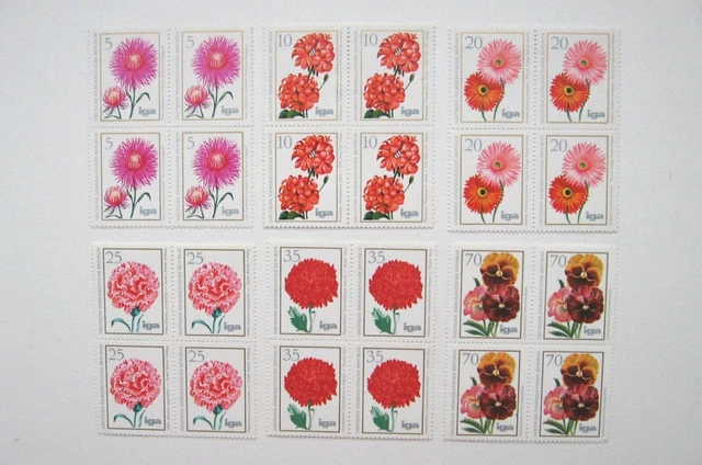 Satz Vierer ZusDruck-Paar DDR 1975 IGA Blumenzüchtungen postfrisch Mi:2070-2075