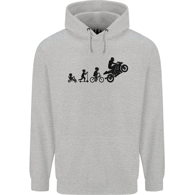 Motorbike Evolution Funny Biker Motorcycle Mens 80% Cotton Hoodie