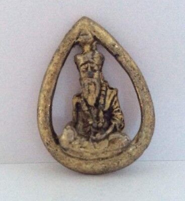 Figure Figurine Brass Amulet Buddhism Buddha Bonze Thailand b169