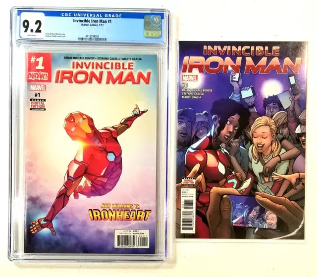 Invincible Iron Man #1 CGC 9.2 2017 1ST APP Riri Williams IRONHEART & #8 Disney+