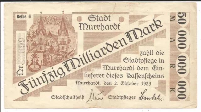 Stadt Murrhardt,50 Milliarden Mark 1923