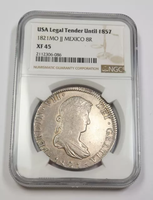 1821 MO JJ NGC XF45 | MEXICO - Silver Eight Reales - Fernando VII 8R Coin 35690A