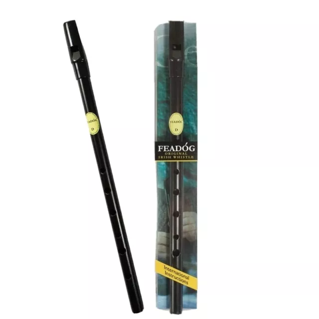 Black Feadog Brass D Irish Penny Tin Whistle Black Top Ireland St Patrick's Day