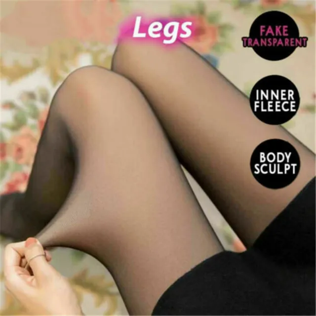 Flawless Legs Fake Translucent Warm Fleece Pantyhose Sheer Tights