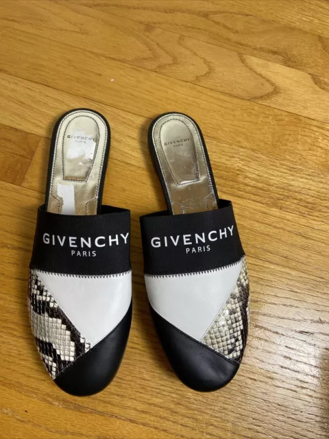 Givenchy Women’s Black And White Bedford Python Mules Size 40