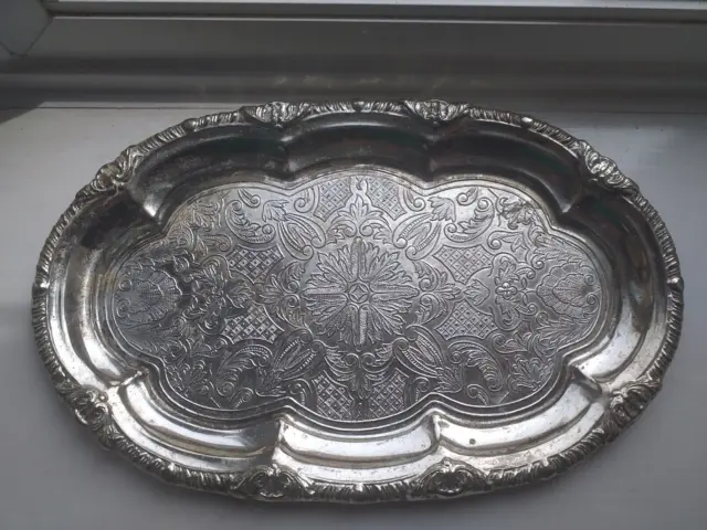 Lovely Vintage Grenadier Scalloped Edged Silver Plated Drinks Tray