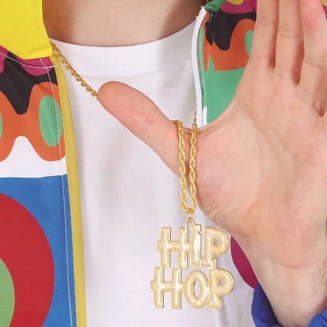 1980S 80S 90S Disfraz Hip Hop Medallón de Color Dorado Bling Collar ...