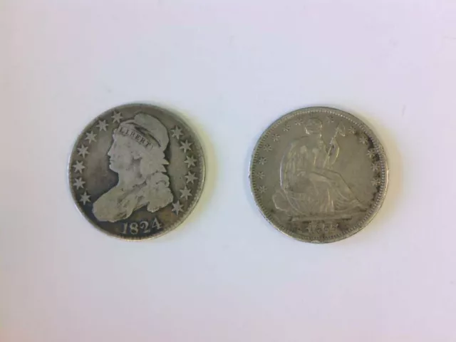 Silver 1/2 Dollars- 1824 Bust/ 1877cc Seated. NOT GRADED. DECENT BOOK FILLERS.