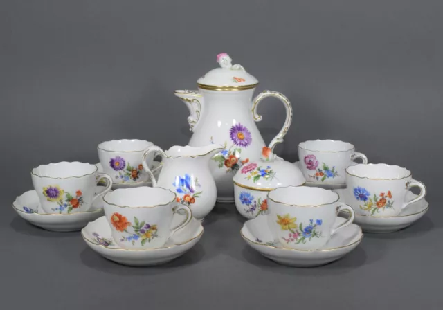 Meissen Mokkaservice Blumen flowers mocha service cup pot saucer plate マイセン 邁森 2