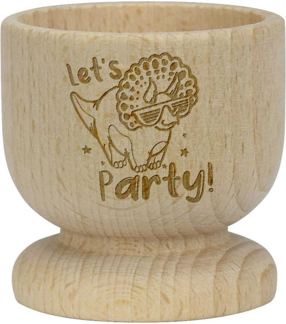 'Let's Party Dinosaur' taza de huevo de madera (EC00023816)