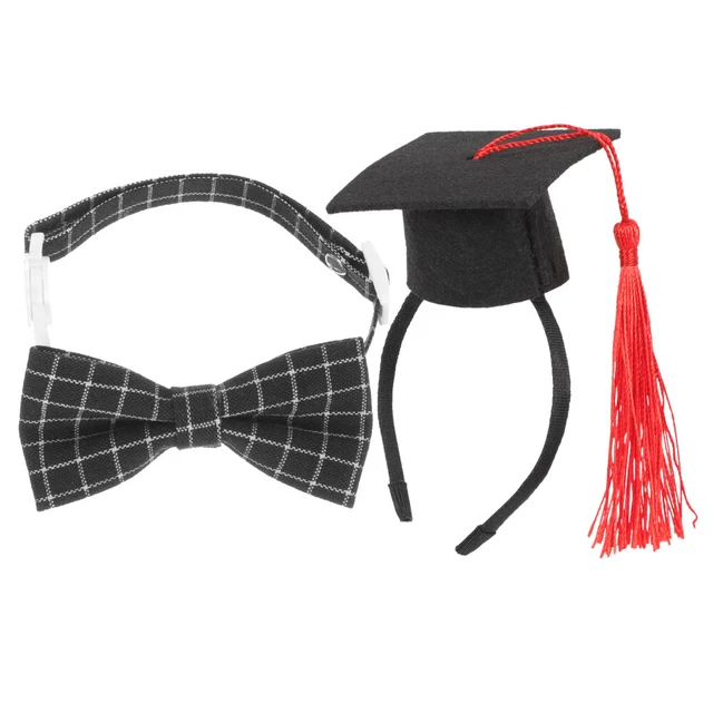 1 Satz von Haustier -Abschluss -Cap -Haarbändern mit Bowtie Dog Graduation Hats