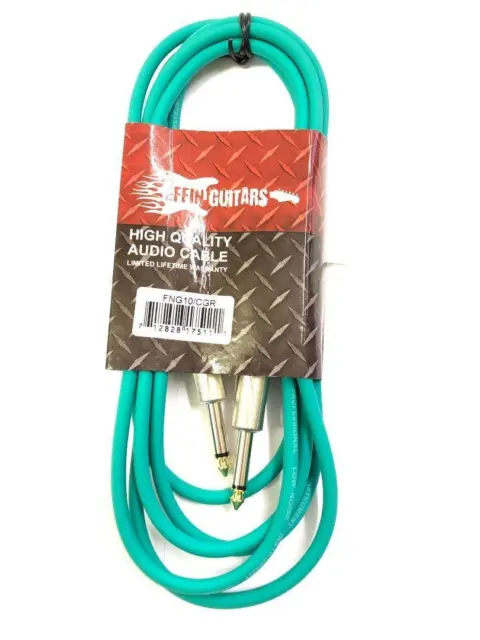 Effin Guitars FNG10CGR Green 10 Foot Pro Guitar Cable with Noise Free Connectors