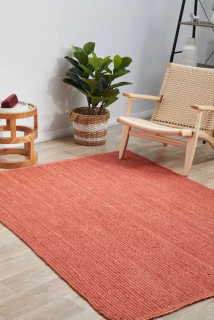 Jute Sisal TERRACOTTA Soft Floor Rug Hand-Made Modern Rug Carpet *NEW* 2