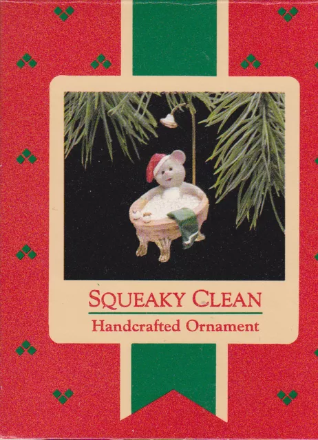 1988 Hallmark Keepsake Squeaky Clean Mouse in Bathtub Ornament NIB NEW IN BOX