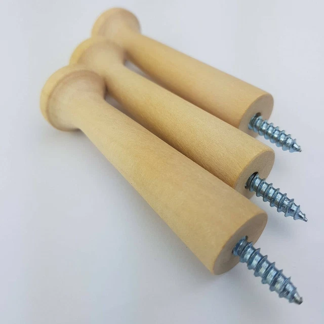 Wooden Hook Shaker Peg Fitted Screw Easy Install For Robe Coat