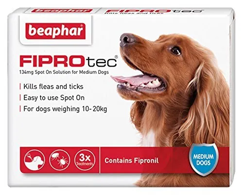 Beaphar FIPROtec Spot On for Medium Dog 10kg-20kg 3 Treatment Pack Flea Tick