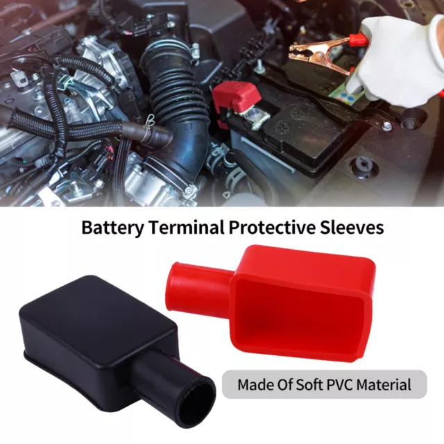 2pcs Battery Terminal Sleeves Easy to Wear Replacement Positive Negative Top