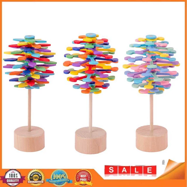 Wooden Helicone Wand Rotating Lolly Toy Children Decompression Educational Toys