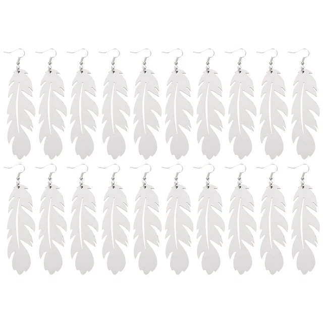 20 Sets Sublimation Earrings White Earrings Heat Transfer Pendant Earrings