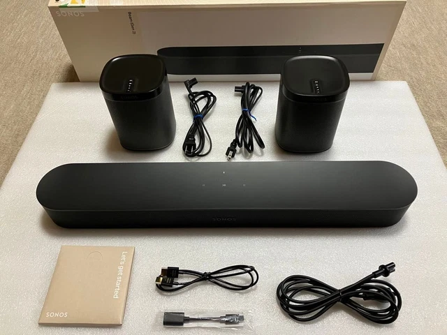 SONOS BEAM GEN 2 Dolby Atmos Soundbar With Play 1 Surround Speaker Set SONOS BEAM GEN 2 Dolby Atmos Soundbar With Play 1 Surround Speaker Set