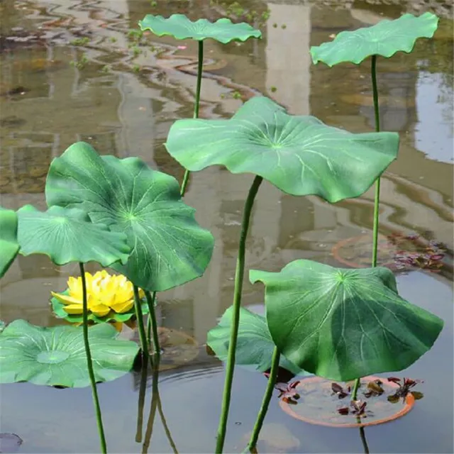 Artificial Water Lily Lotus Leaf Aquarium Pond Garden Decor Green 17/28/40CM 2