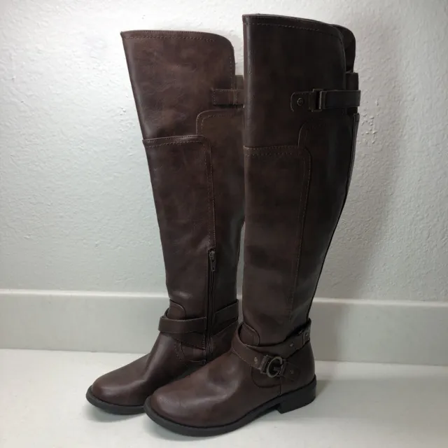 G by Guess Womens Brown Faux Leather Riding Boots Shoes Sz 5.5M - FREE SHIPPING!