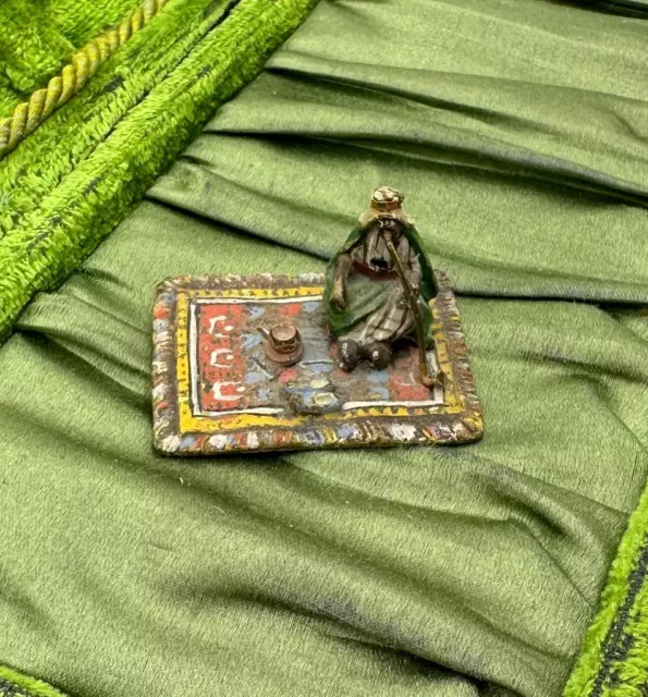 Rare Arab Austrian Vienna Bronze Smoking Hookah Oriental Prayer Rug c1900 Bedoin