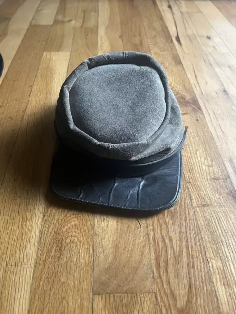 Civil War Reproduction Leather 2 Two Tone Kepi Hat Cap