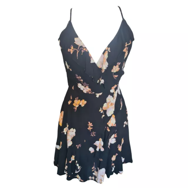KIMCHI BLUE URBAN Outfitters Black Yellow Floral Wrap Frill Dress Size UK M 2.10 PicClick UK