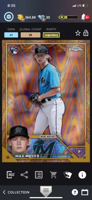 Topps Bunt 23 Max Meyer Gilded Ray Wave Legendary Limited to 25cc *Digital*