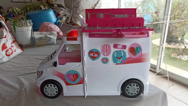 Barbie Véhicule Médical rose et blanc pour poupée, voiture ambulance... les Prix d'Occasion ou Neuf