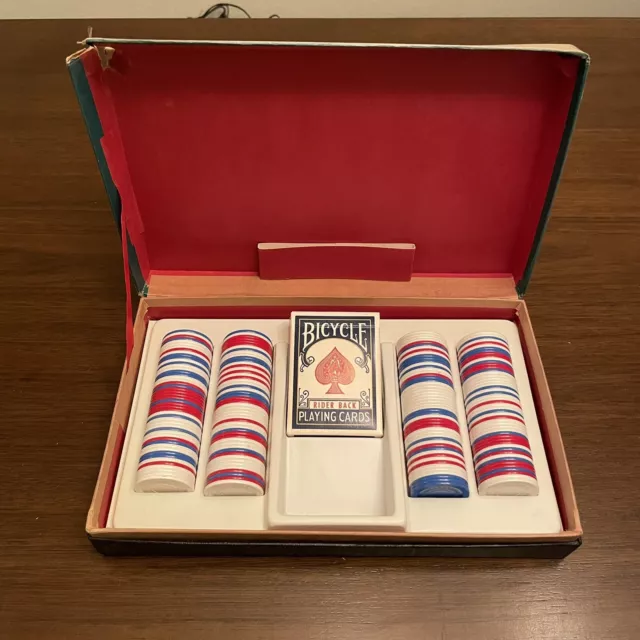 VINTAGE 200 POKER CHIPS in Box Norwich Pharmacal Company Playing Cards Promotion