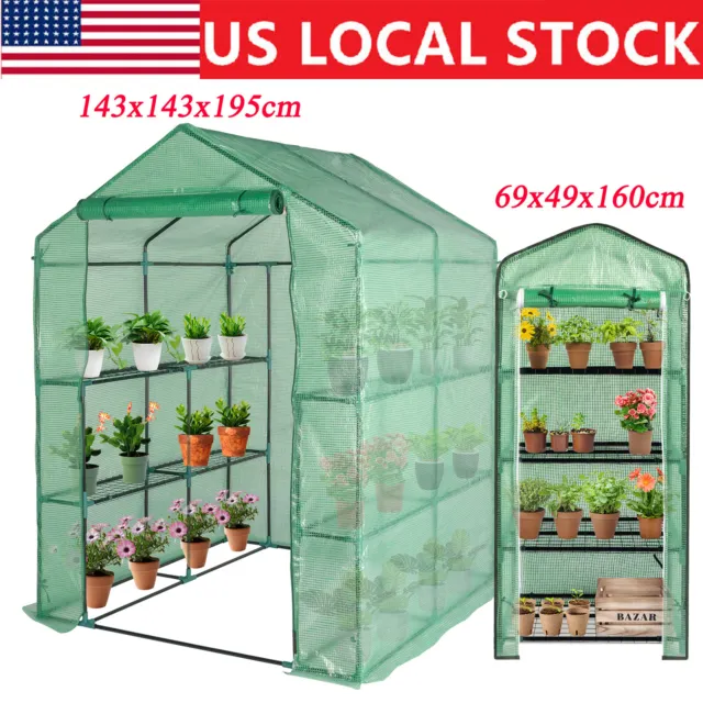 Greenhouse Portable Mini Walk In Outdoor Planter House With Zipper Rolling Door